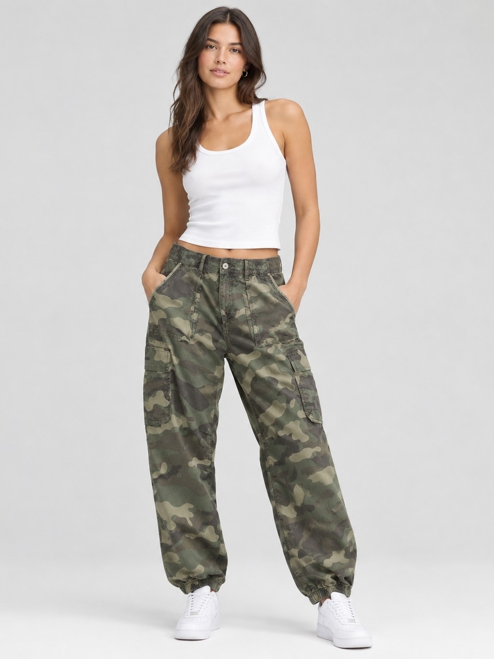 AMERICAN Eagle Baggy Jogger Camo Cargo Pants Green Sz 14 Grunge Utility